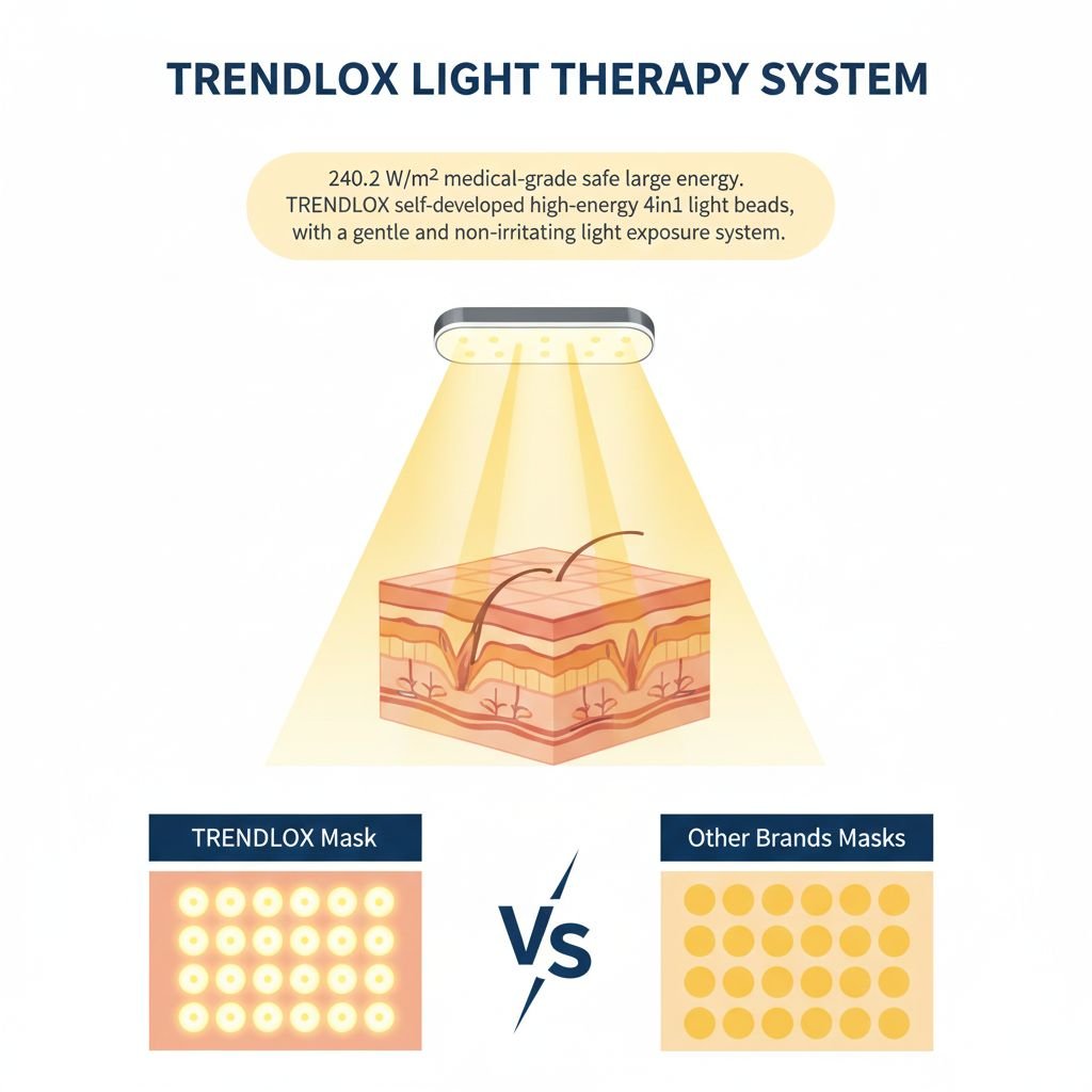 Trendlox light therapy system explained and comparison with other brands diagram trendloxcom Trendlox light therapy system explained and comparison with other brands - diagram Trendlox light therapy system explained and comparison with other brands - diagram TX LED Light Therapy Beauty Mask - 4-Colour Facial Care trendlox.com