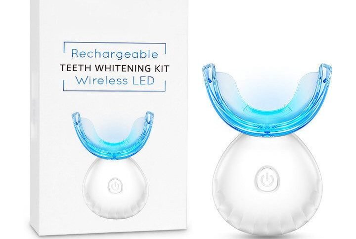 Product packaging of Trendlox TR40 rechargeable LED wireless teeth whitening kit Product packaging of Trendlox TR40 rechargeable LED wireless teeth whitening kit  LP01 2-in-1 LED Lip Plumper & Teeth Whitening Device  trendlox.com