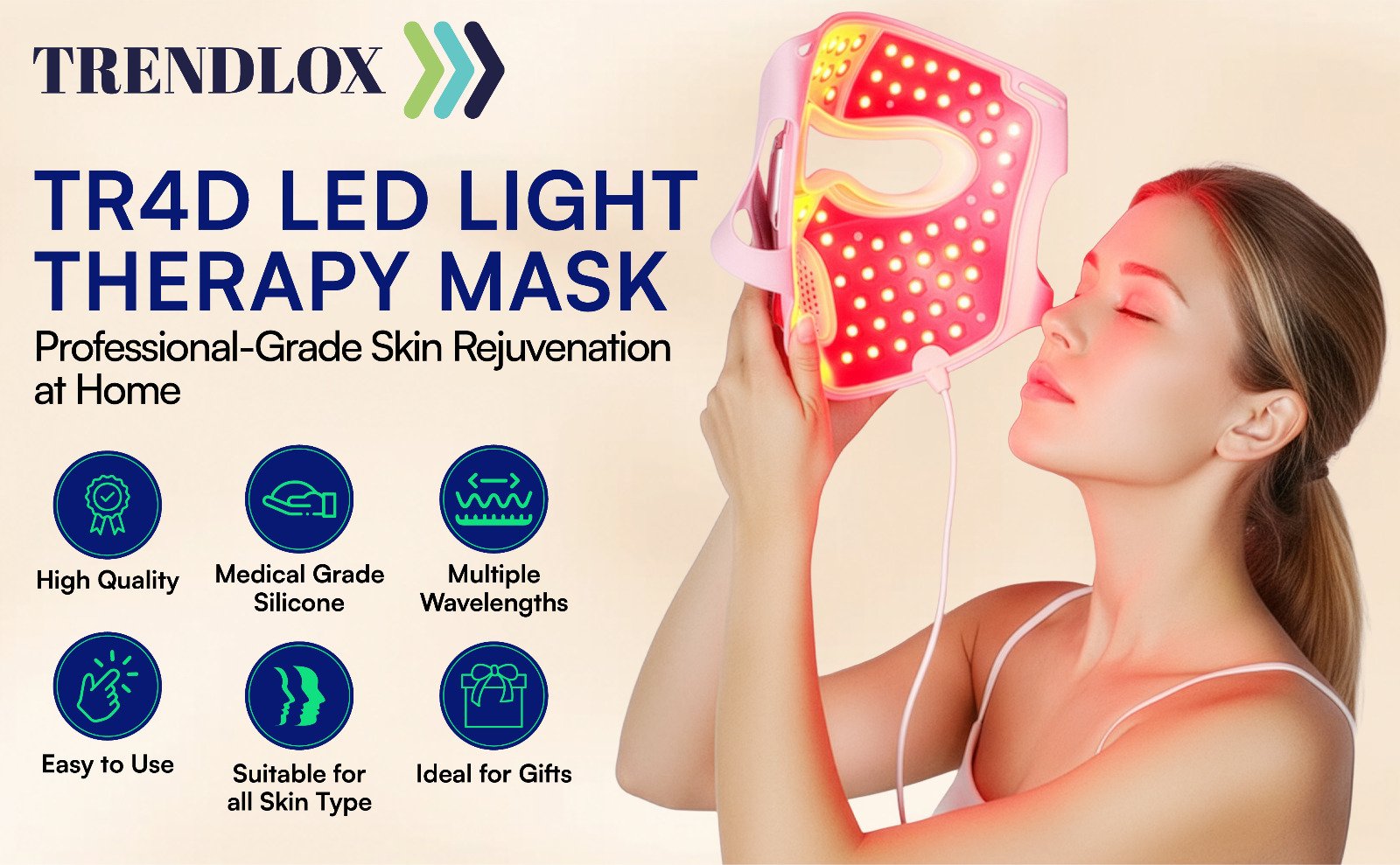 TR4D LED Light Therapy Mask features trendloxcom TR4D LED Light Therapy Mask features TR4D LED Light Therapy Mask features TX 4D LED Light Therapy Mask - Face & Neck Rejuvenation trendlox.com